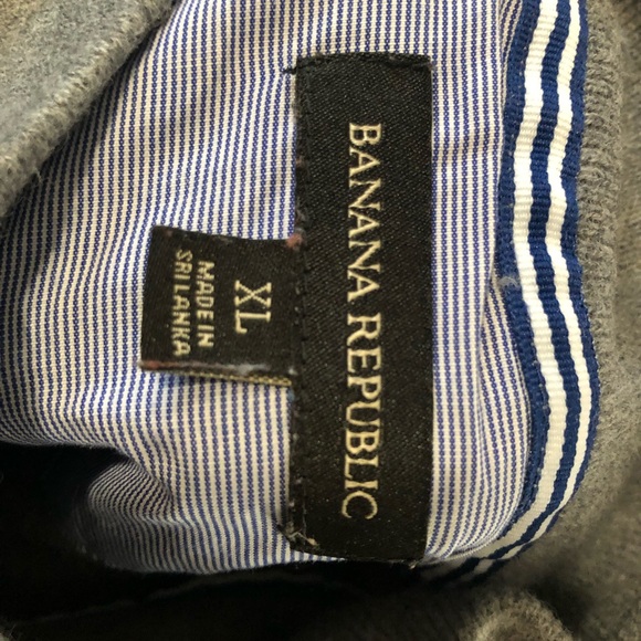 Mens gray sweater with navy elbow pads - Picture 2 of 2